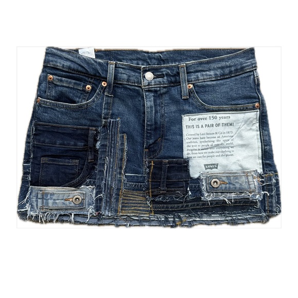 Levi's Reworked 511 Artistic Patchwork Mini Handmade One of a Kind Cotton Skirt - Picture 4 of 13